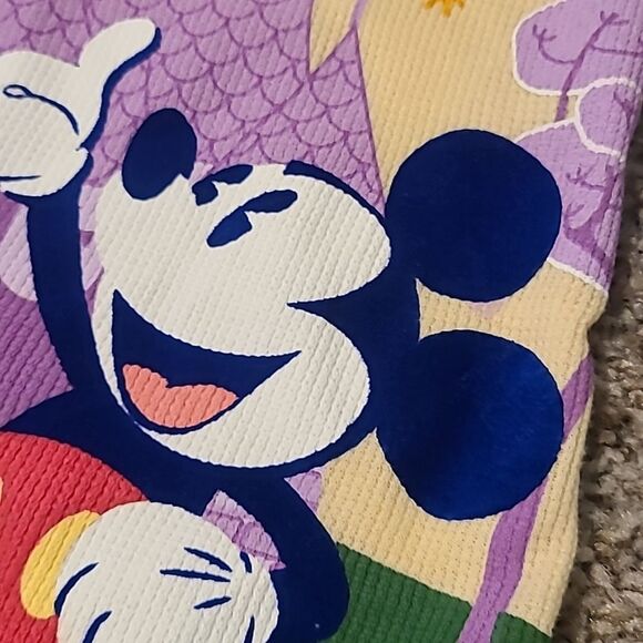 Disney Resort Women's Yellow Tank Top Mickey Mouse & Tinker Bell Small Waffle - Picture 4 of 7